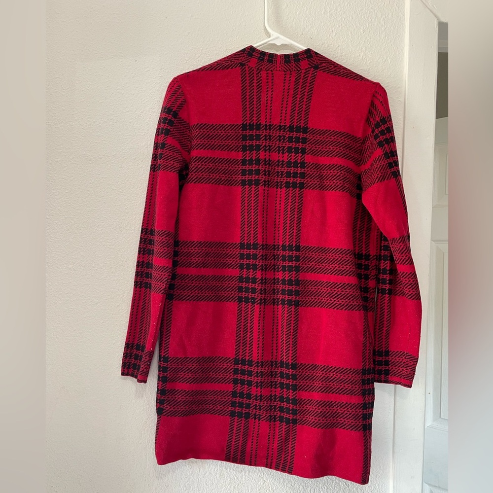 LOVE SCARLETT WOMEN’S LONG RED CHECKED COAT - Picture 6 of 6